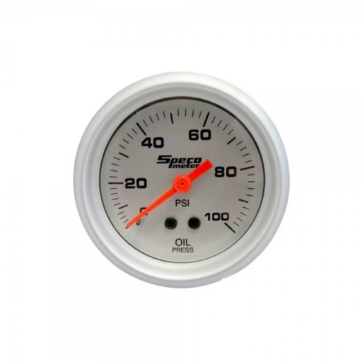 [524-16] 2" Mechanical 100 psi Oil Pressure Gauge - Silver Dial Silver Bezel
