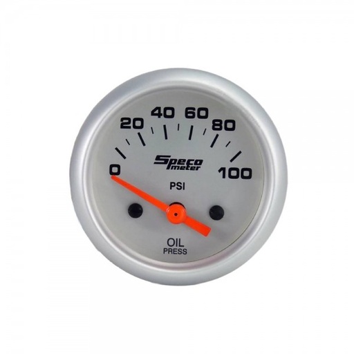 [524-20] 2" Electric 100 psi Oil Pressure Gauge with Sender - Silver Dial Silver Bezel
