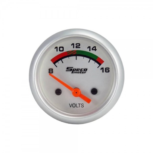 [524-22] 2" 8-16 Volt Voltmeter Gauge - Silver Dial Silver Bezel