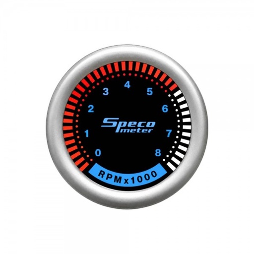 [530-01] 2" 12V 8000rpm Tachometer - Black Dial Silver Markings Silver Bezel