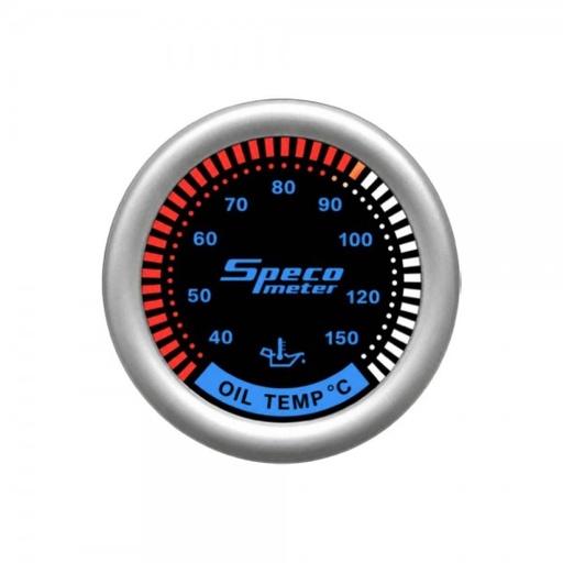 [530-21] 2" 12V Electric 40-150C Oil Temperature Gauge - Black Dial Silver Markings Silver Bezel