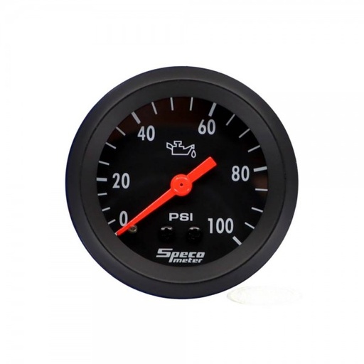 [533-16] 2" Mechanical 100 psi Oil Pressure Gauge - Black Dial Black Bezel