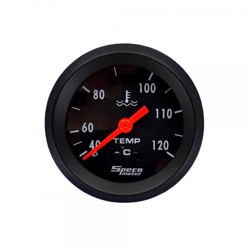 [533-24] 2" Mechanical 40-120C Water Temperature Gauge with 12' Sender - Black Dial Black Bezel
