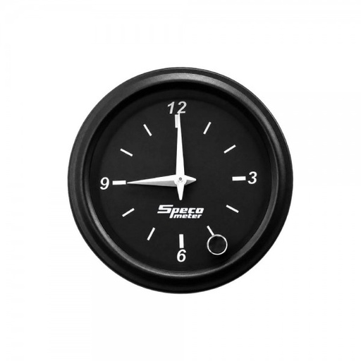 [533-25] 2" 12V Electric Analogue Clock - Black Dial Black Bezel