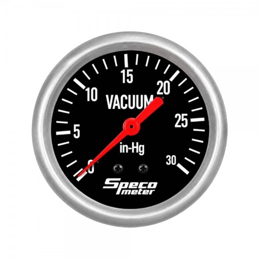 [535-10] 2-5/8" Mechanical 30 Hg Vacuum Gauge - Black Dial Silver Bezel
