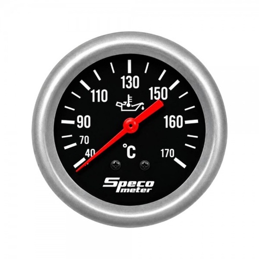[535-15] 2-5/8" Mechanical 40-170C Oil Temperature Gauge with Sender - Black Dial Silver Bezel