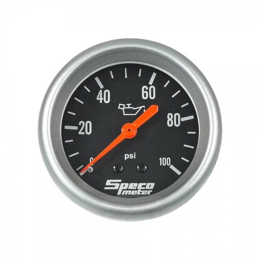 [535-16] 2-5/8" Mechanical 100 psi Oil Pressure Gauge with 6' Sender- Black Dial Silver Bezel