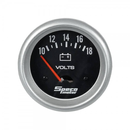 [535-22] 2-5/8" 10-18 Volt Voltmeter Gauge - Black Dial Silver Bezel