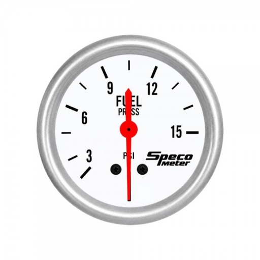 [537-07] 2-5/8" Mechanical 15psi Fuel Pressure Gauge - White Dial Silver Bezel
