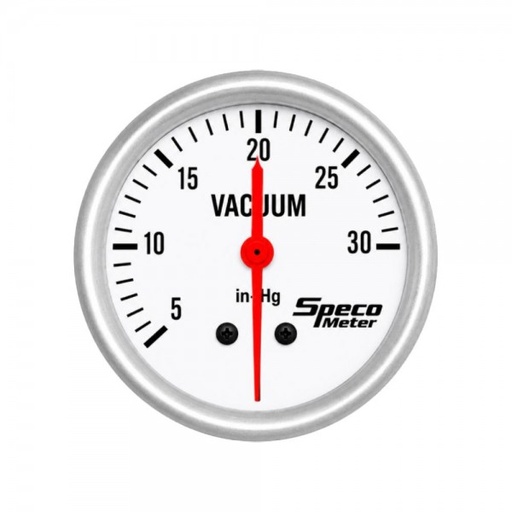 [537-10] 2-5/8" Mechanical 30 Hg Vacuum Gauge - White Dial Silver Bezel