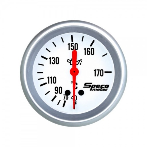 [537-15] 2-5/8" Mechanical 40-170C Oil Temperature Gauge with Sender - White Dial Silver Bezel
