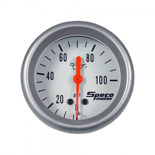 [537-17] 2-5/8" Mechanical 100 psi Oil Pressure Gauge with 12' Sender- White Dial Silver Bezel