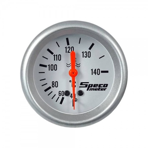 [537-23A] 2-5/8" Mechanical 40-140C Water Temperature Gauge with 6' Sender & Adaptors - White Dial Silver Bezel