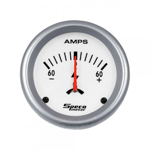 [537-51] 2-5/8" 60-0-60 Amps Ammeter Gauge - White Dial Silver Bezel