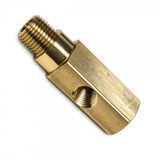 [547-63] Brass Oil Pressure Gauge T Piece Adaptor - 5/8" Male UNF Thread x 1/8" Female NPT Thread