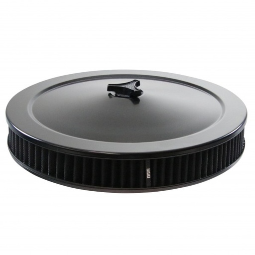 [476-921BLK] Black Air Filter Cleaner 14" x 2" Holley Holden Quadrajet Base Washable Element