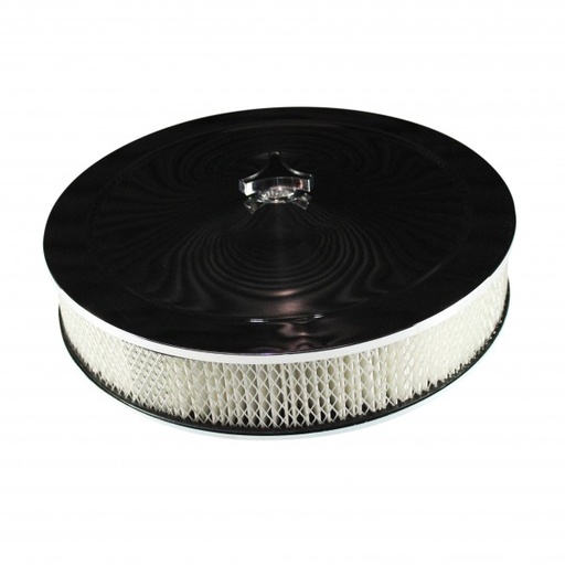 [477-921] Chrome Air Filter Cleaner 14" x 3" Holley or Holden Quadrajet Base Paper Element