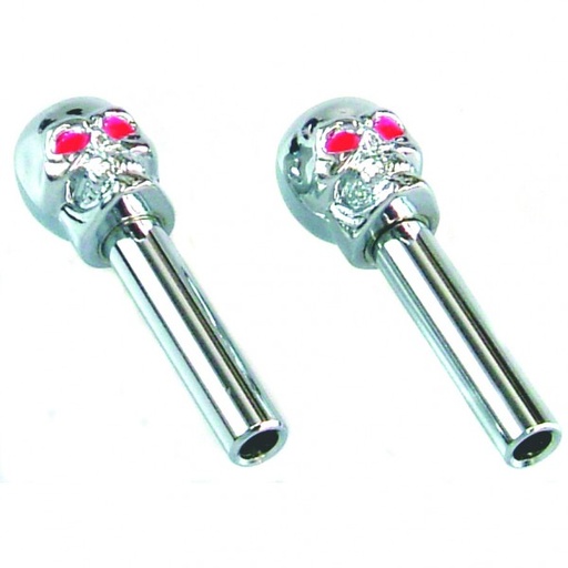 [6233] Door Lock Knobs Chrome Skulls Red Eye set of 2 Holden/Ford/Torana/Chevrolet
