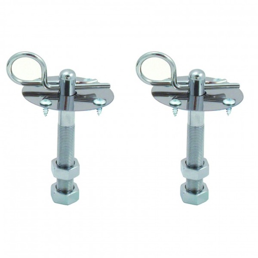 [66-260] Hood Pin Kit Hairpin Type Chrome with 2 ea posts, scuff plates, etc