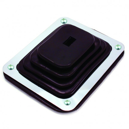 [66-630] Rubber Gear Shifter Boot + Chrome Rectangular Mount Plate 4" x 5"