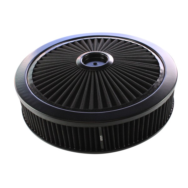 TFI Racing Extraflow All Black Air Filter Cleaner – 14x3 Inches, Fits Holley 5-1/8 Base