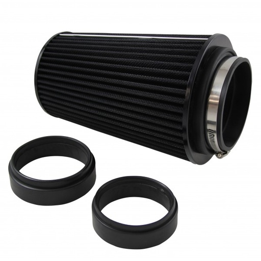 [69-009] Conical High Flow Air Filter Multi Fit 3"-3.5"-4". 10" Tall All Black