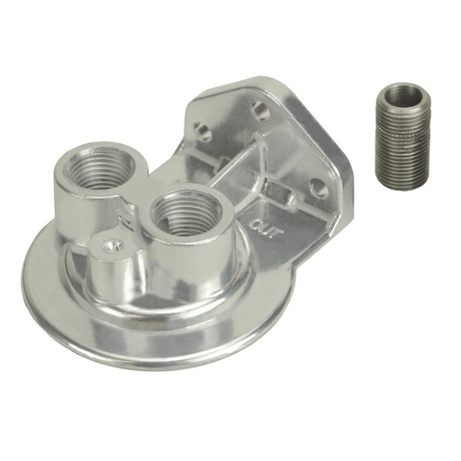 [1028] Derale Single Ports Up 1/2" NPT Remote Filter Mount Dual Thread Entry 25708