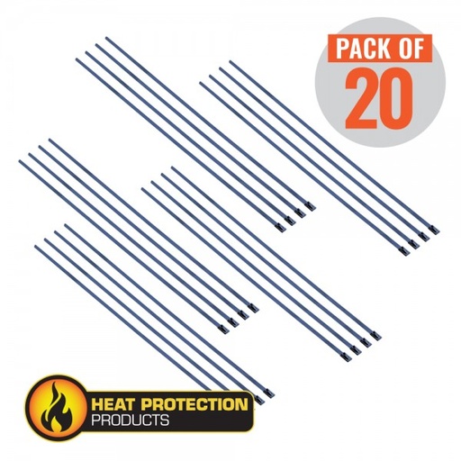 [108020] Exhaust Wrap Stainless Steel Locking Ties 200mm (8 Inch) Long Heavy Duty Qty 20