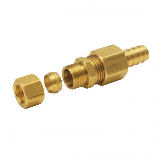 [13033] Universal 1/2" Transmission Cooler Line to 1/2" Hose Barb Compress Fitting