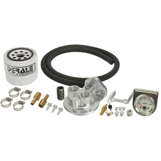 [13091] Derale Transmission Filter Kit Single Mount Ports Up Remote with Guage