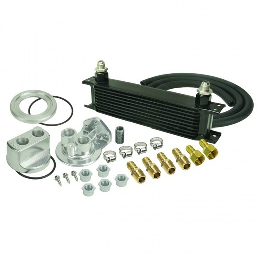 [15651] Stack Plate 10 Row Universal Engine Oil Cooler Kit Spin On Adapter