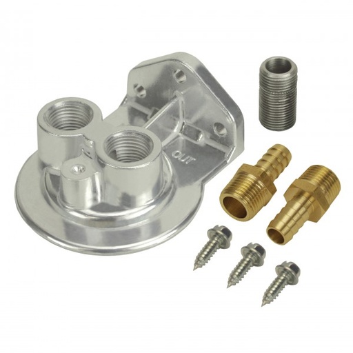[15708] Derale Single Ports Up 1/2" NPT Remote Filter Mount Dual Thread Entry
