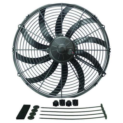 [16116] Derale 16" High Output Puller Curved Fan 2024Cfm IP68 Waterproof/Dustrpoof