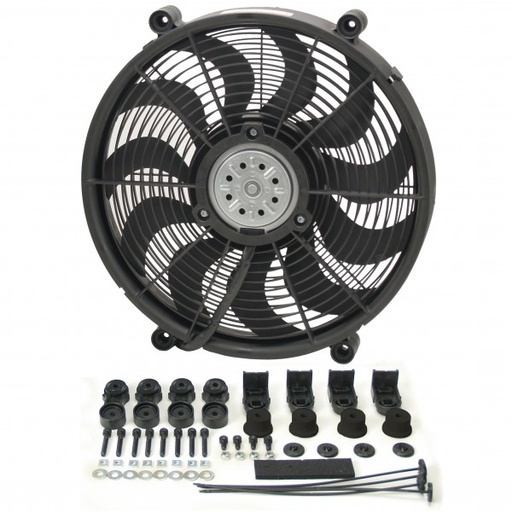 [16217] Derale 17" High Output Single Radiator Pusher/Puller 2 Speed Fan 2400Cfm