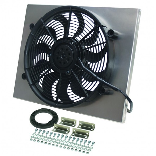 [16822] High Output Single 12" Electric Radiator Fan Alum Shroud Kit - 18"W x 13"H x 4"D