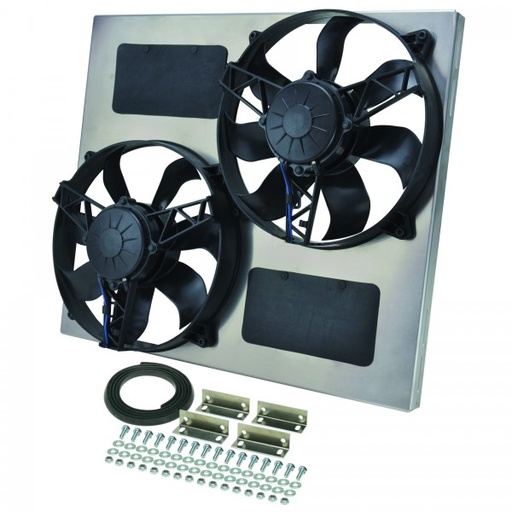 [16830] High Output Dual 11" Electric Radiator Fan Alum Shroud Kit-22.5"W x 19"H x 4.5"D