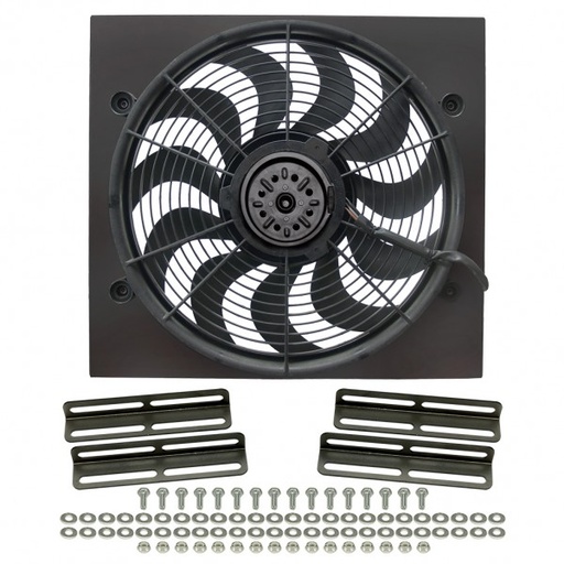 [16919] Derale High Output 17" Electric Fan 2400Cfm 2Spd 265w, Black Steel Shroud Kit