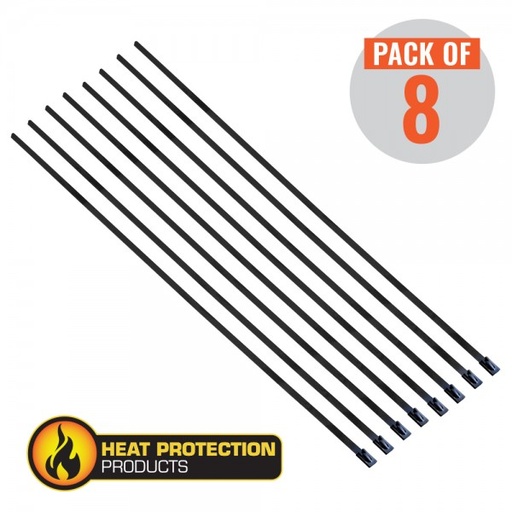 [208008] Exhaust Wrap Stainless Black Locking Ties 200mm (8 Inch) Long Heavy Duty Qty 8
