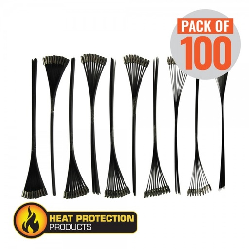 [208100] Exhaust Wrap Stainless Black Locking Ties 200mm (8 Inch) Long Heavy Duty Qty 100