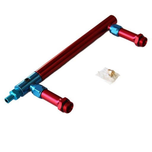 [2158] Holley Carburettor Double Pumper Fuel Line Billet Red/Blue Fuel Log