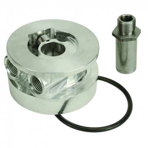 [25720] GM V8 1963-2007 Thermostatic Sandwhich Adapter with 1/2" NPT Ports Derale
