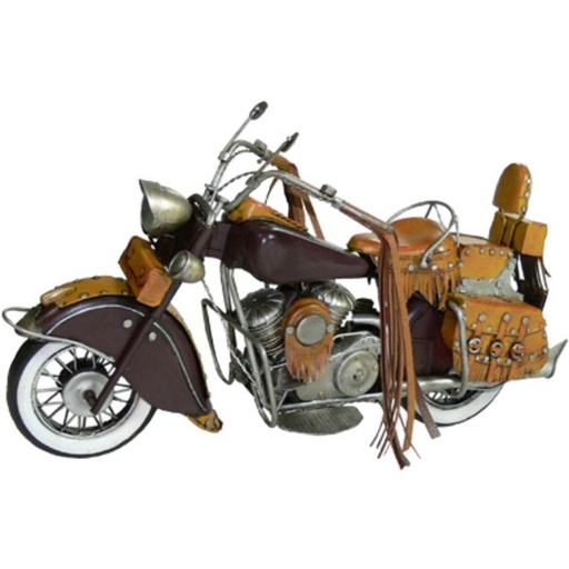 [30450] Automobelia Metal Collectable Indian Motorbike Ornament with Leatherette Handles