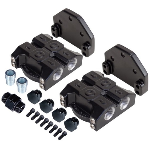 [35727] Dual Side Port Remote Filter Mount -10AN-7/8"-14 O-ring ports 13/16"-16 Thread