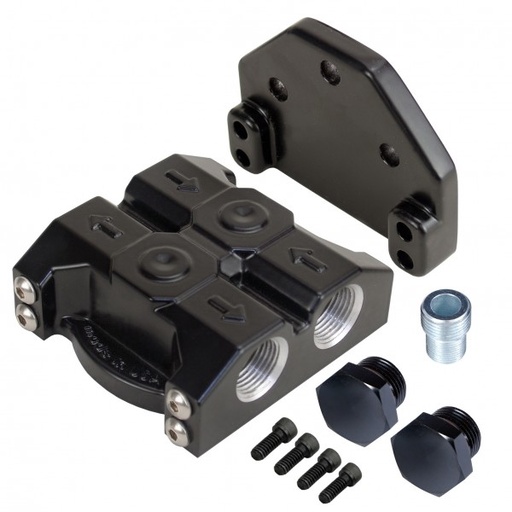 [35729] Single Side Port Remote Filter Mount -10AN-7/8"-14 O-ring ports 13/16"-16 Thread