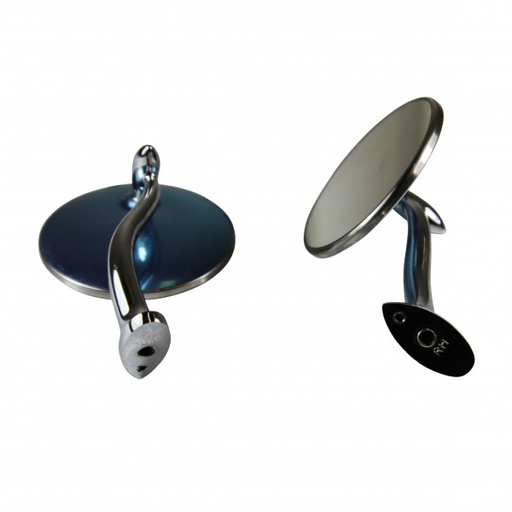 [40303] 4" Stainless Swan Neck Arm Mirror 2 Stud Mount Street Rod Style Outside View