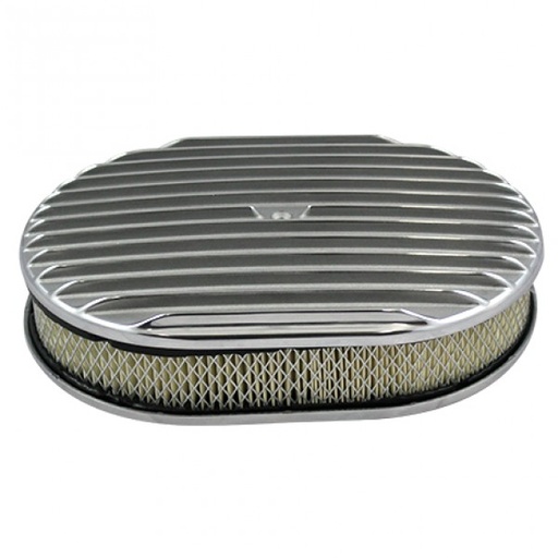 [40816] Oval Full Finned Air Cleaner 12" x 2" Holley Edelbrock Quadrajet Carter