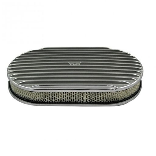 [40818] Oval Full Finned Air Cleaner 15" x 2" Holley Edelbrock Quadrajet Carter