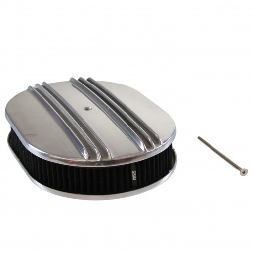 [40870] Oval Dual Centre Finned Air Cleaner 12" x 2" Holley Edelbrock Quadrajet Carter