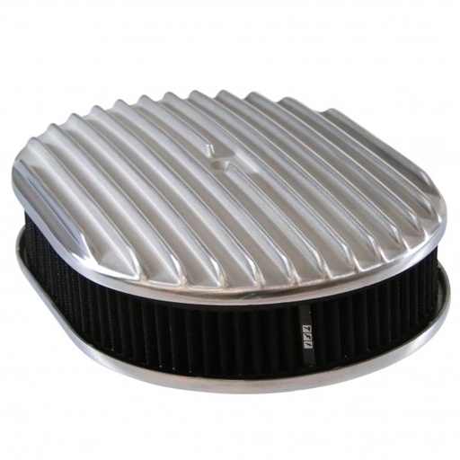 [40885] Oval Full Finned Air Cleaner 12" x 2" Holley Edelbrock Quadrajet Black Filter