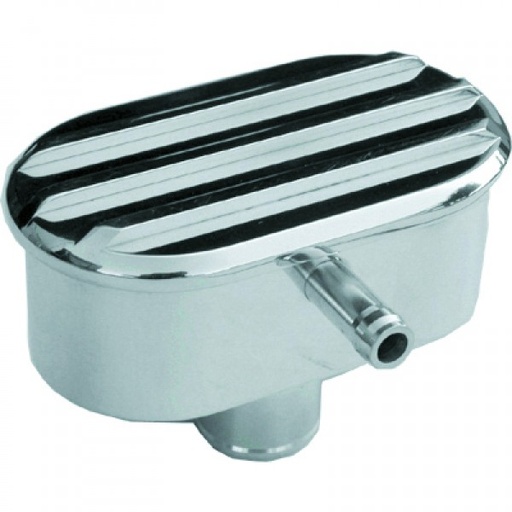[40903] Breather Cap Nostalgic Oval Alloy Polished Finned with 1"(25mm Neck) with Tube